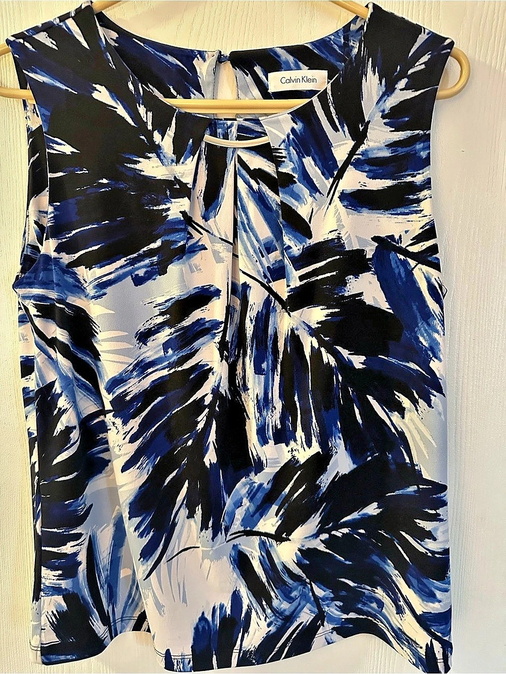 Calvin Klein Leaf Sleeveless Top Blue & Black